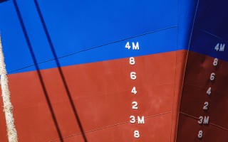 background-draft-mark-numbers-blue-red-steel-hull-surface-nautical-vessel